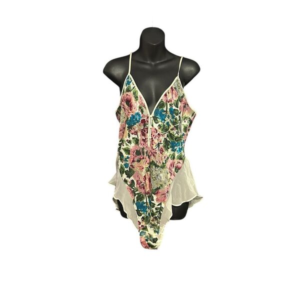 Vintage Victorias Secret Teddy Women Gold Label Sheer Floral Lingerie Teddy Vint - Picture 1 of 8